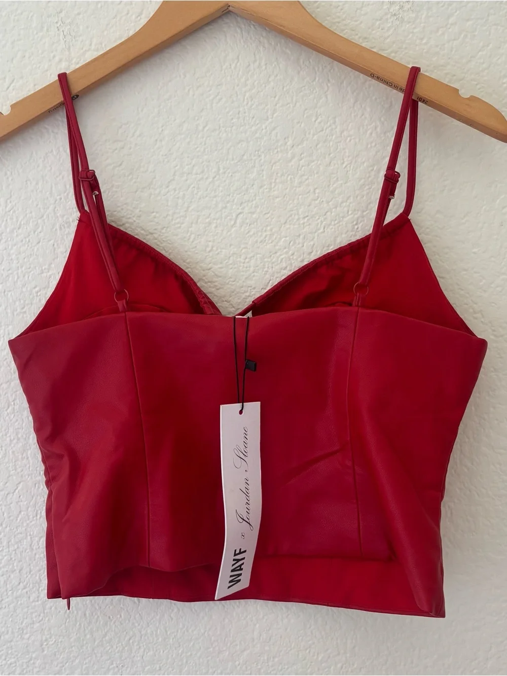 WAYF x Jourdan Sloane Giselle faux leather red crop top NWT size Small